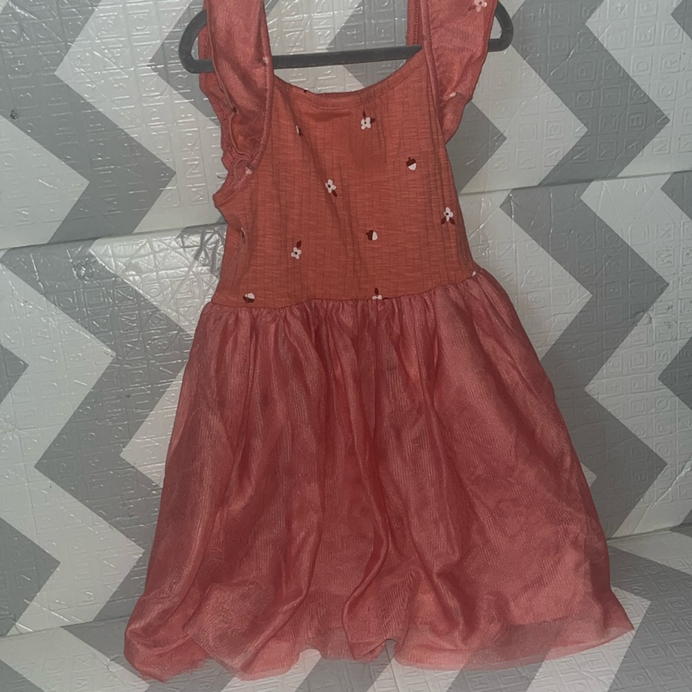 Cat & Jack Coral Kids Dress with Floral Details